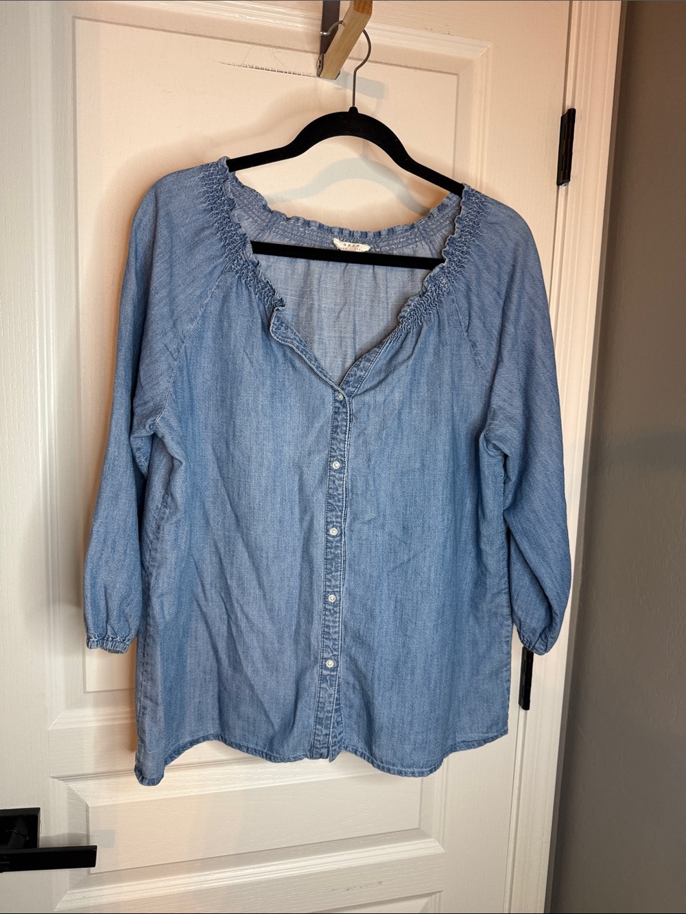 Soft Joie Light Blue Denim Button-Down Top